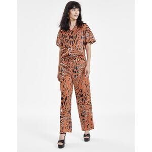 Bar III Women's Animal-Print Drawstring-Waist Pants Rich Camel/Black Size XXL